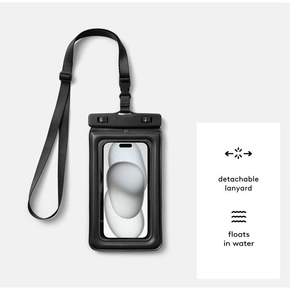 Heyday Waterproof Phone Pouch with Lanyard | Durable Protection for Beach Black